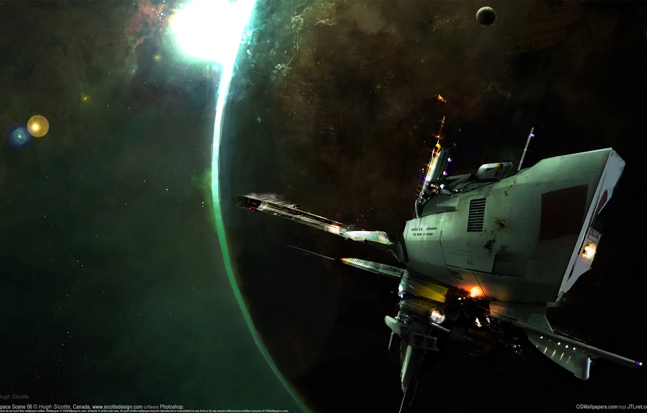 Photo wallpaper space, ship, planet, Space Scene 06, Hugh Sicotte
