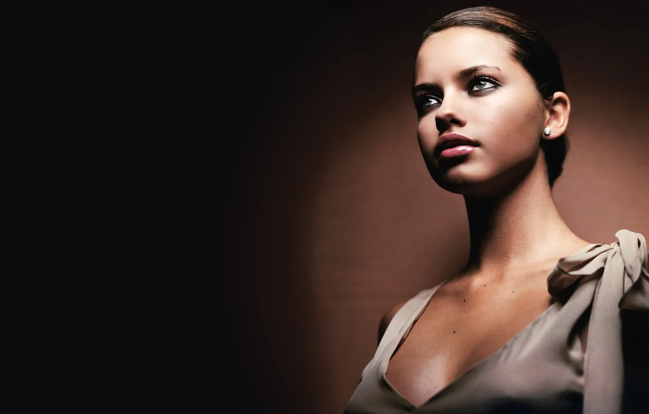 Photo wallpaper look, girl, model, brunette, Adriana Lima, Adriana Lima, black background