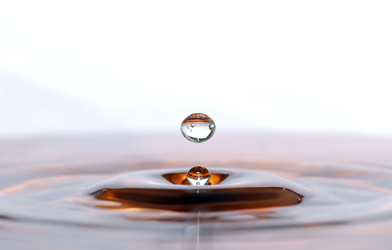 Photo wallpaper water, transparency, drops, flight, circles, DEFORMATION