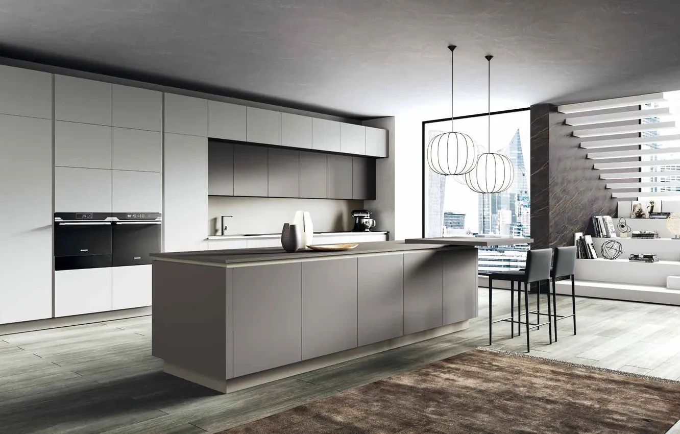 Photo wallpaper style, room, interior, kitchen, Italian design, built-in appliances, Genivolta Kitchen