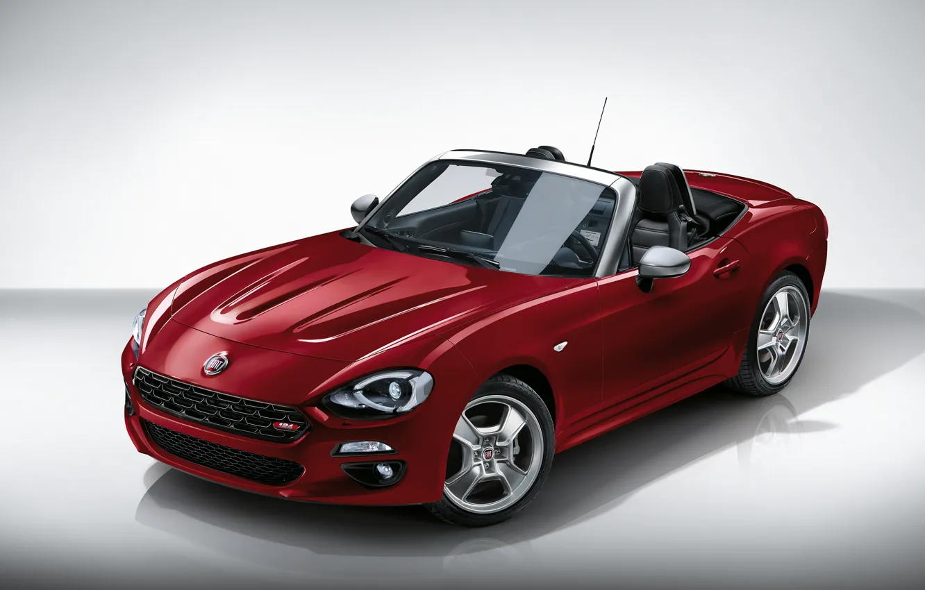 Photo wallpaper red, background, Roadster, drives, Fiat, 124 Spider, Europa Limited Edition