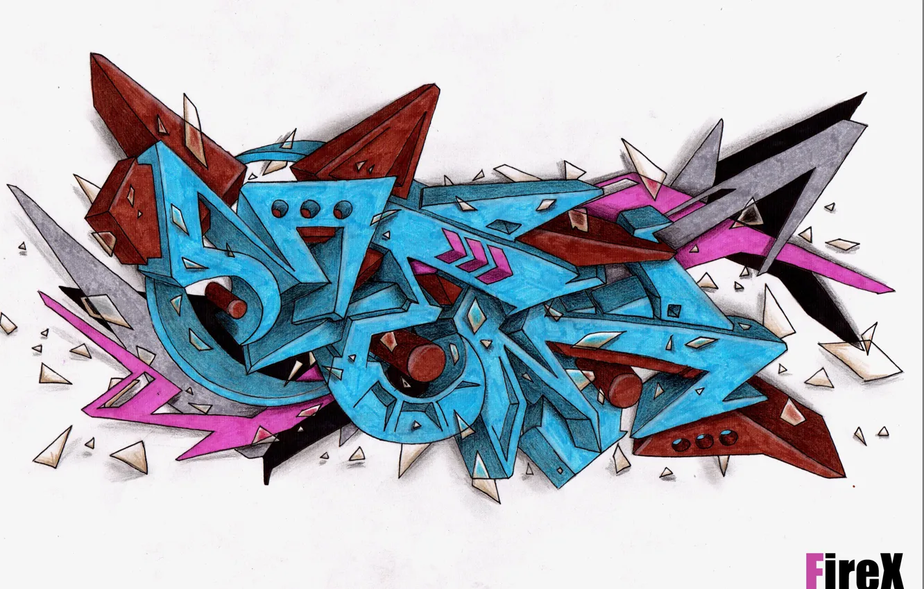 Photo wallpaper fragments, letters, graffiti, tags, Mem, FireX