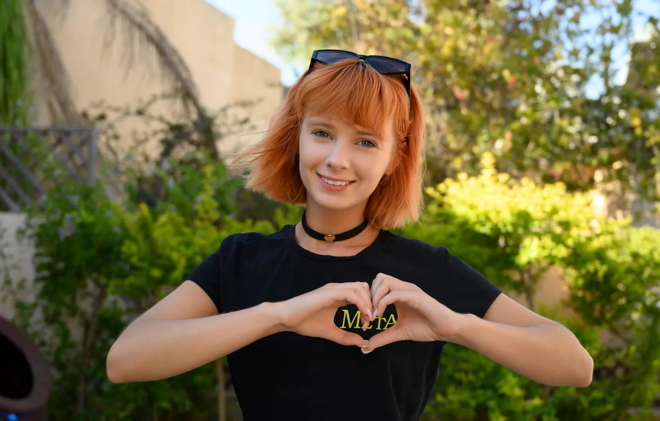 Photo wallpaper girl, model, redhead, glasses, nice, Charming