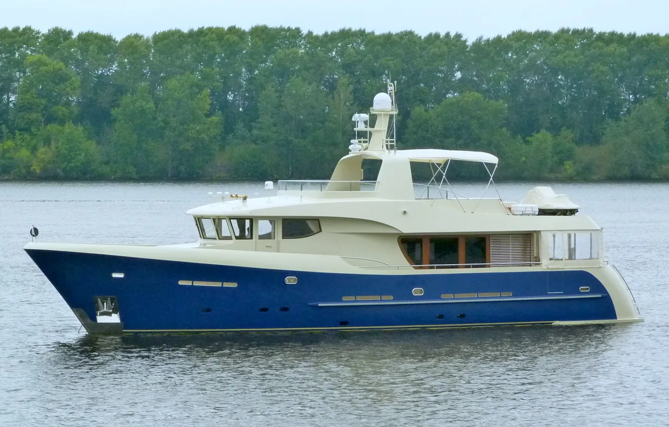 Photo wallpaper river, stay, yacht