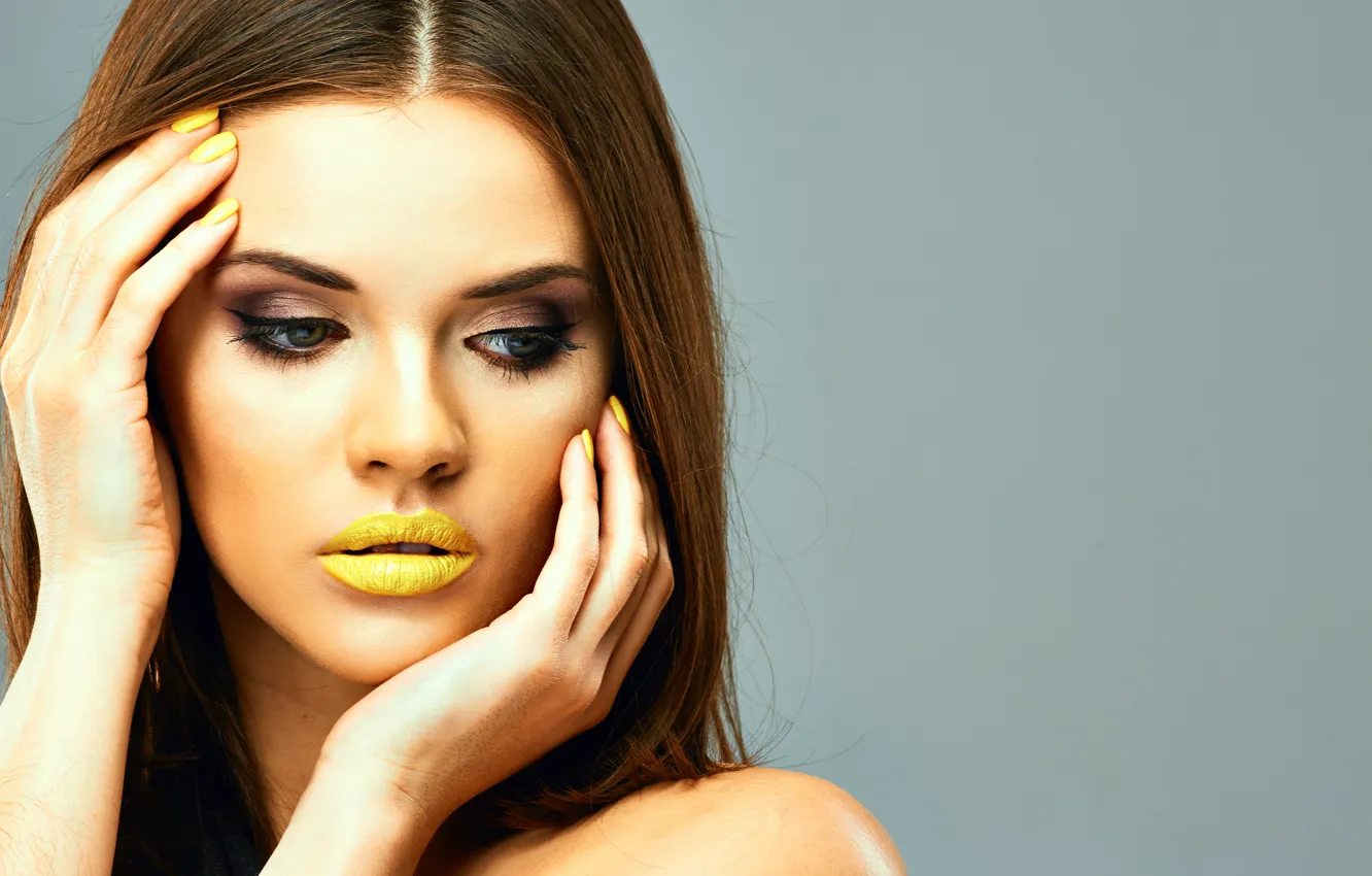 Photo wallpaper sexy, model, brunette, make up