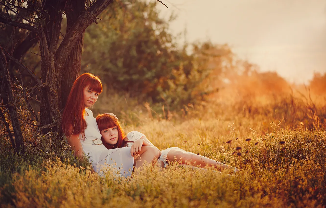 Photo wallpaper summer, nature, family, mom, daughter