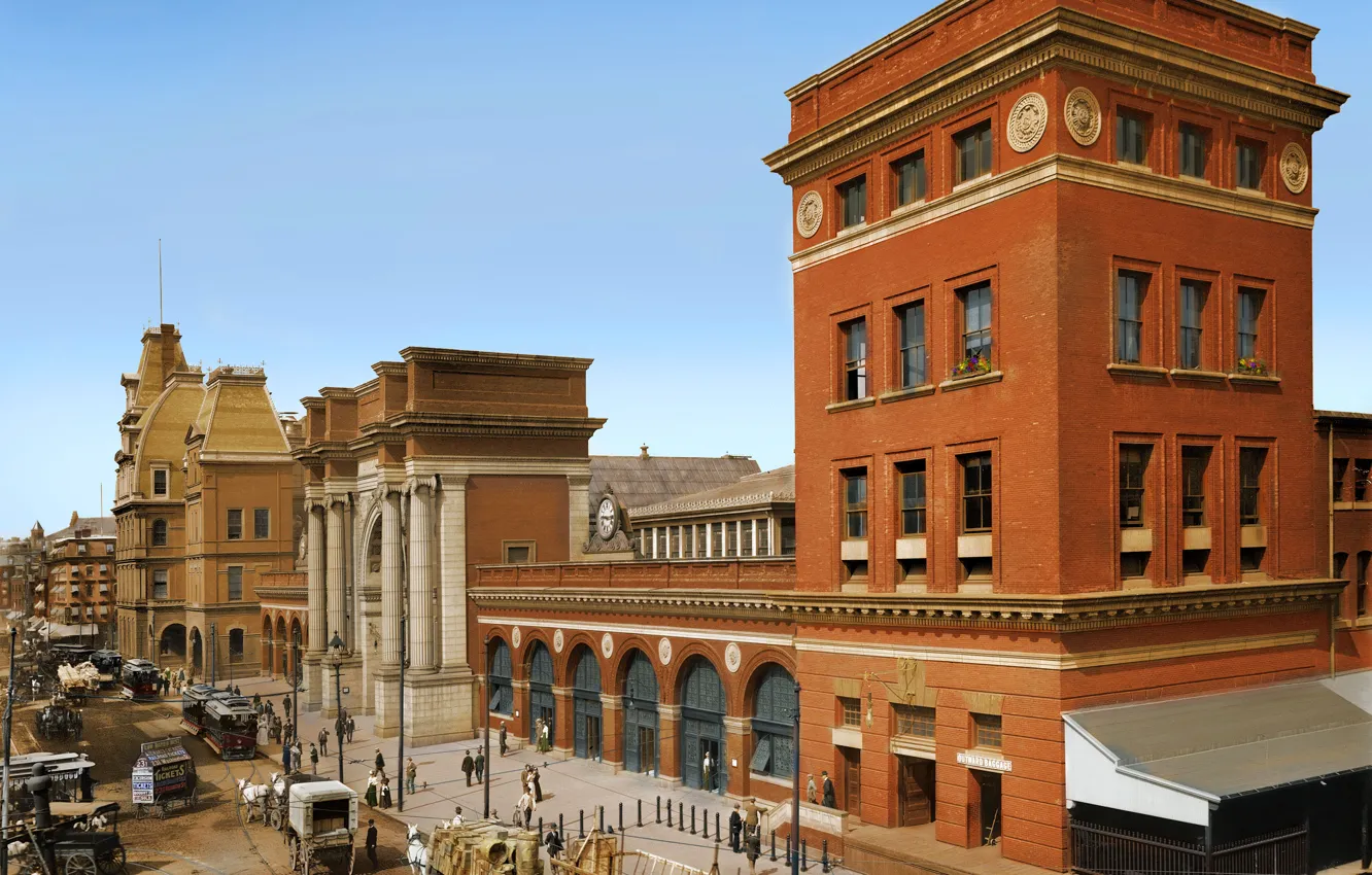 Photo wallpaper retro, street, home, USA, 1890