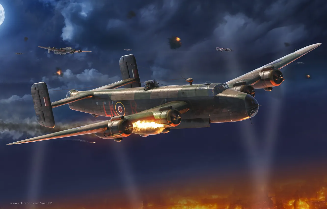Photo wallpaper Royal air force, Handley Page Halifax, Antonis (rOEN911) Karidis, british four - engine heavy bomber, …