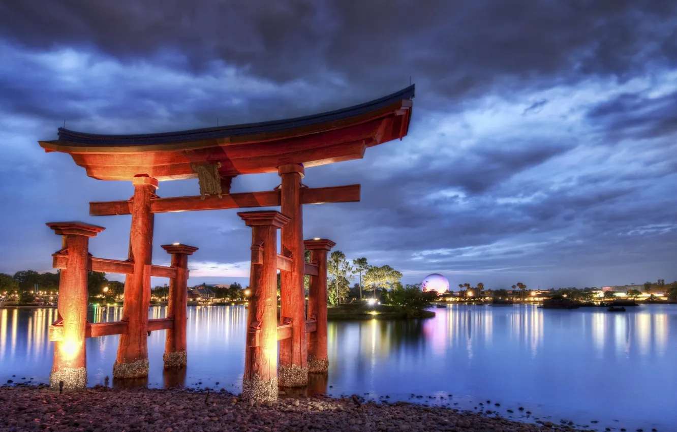 Photo wallpaper the evening, China, arch, architecture