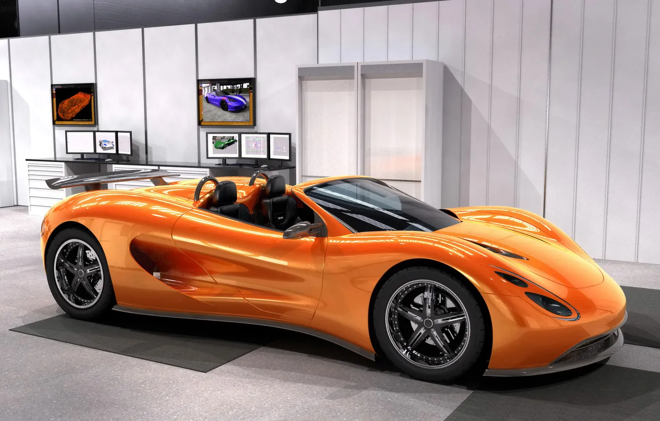 Photo wallpaper supercar, Ronn Scorpion, orange color