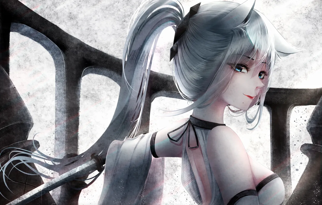Photo wallpaper look, girl, neko, ears