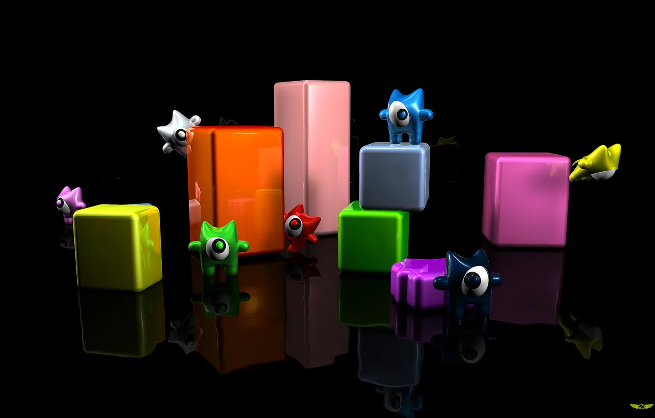 Photo wallpaper cubes, colored, plays, blatnye, cyclopic