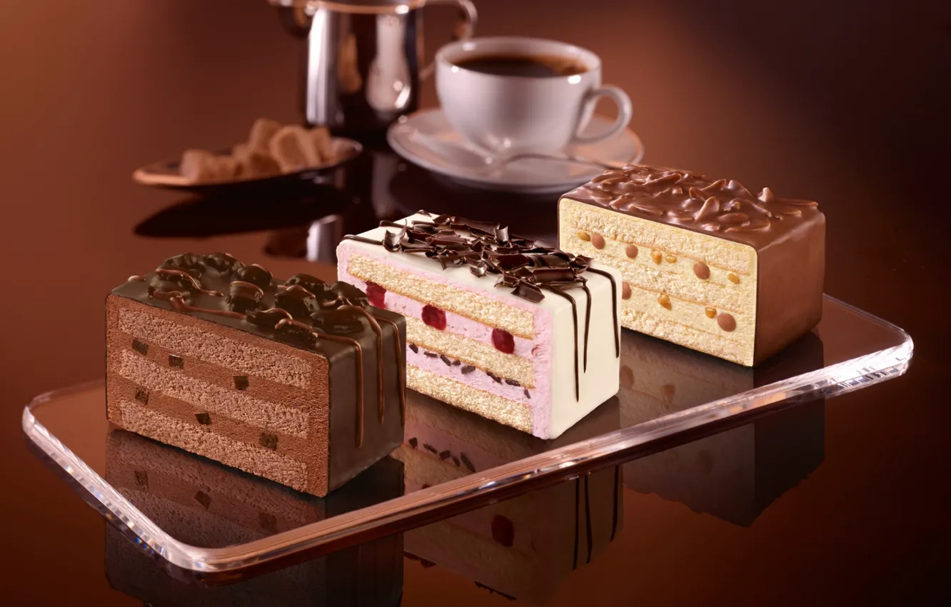 Photo wallpaper food, chocolate, cake, cream, dessert, chocolate, glaze, walnut