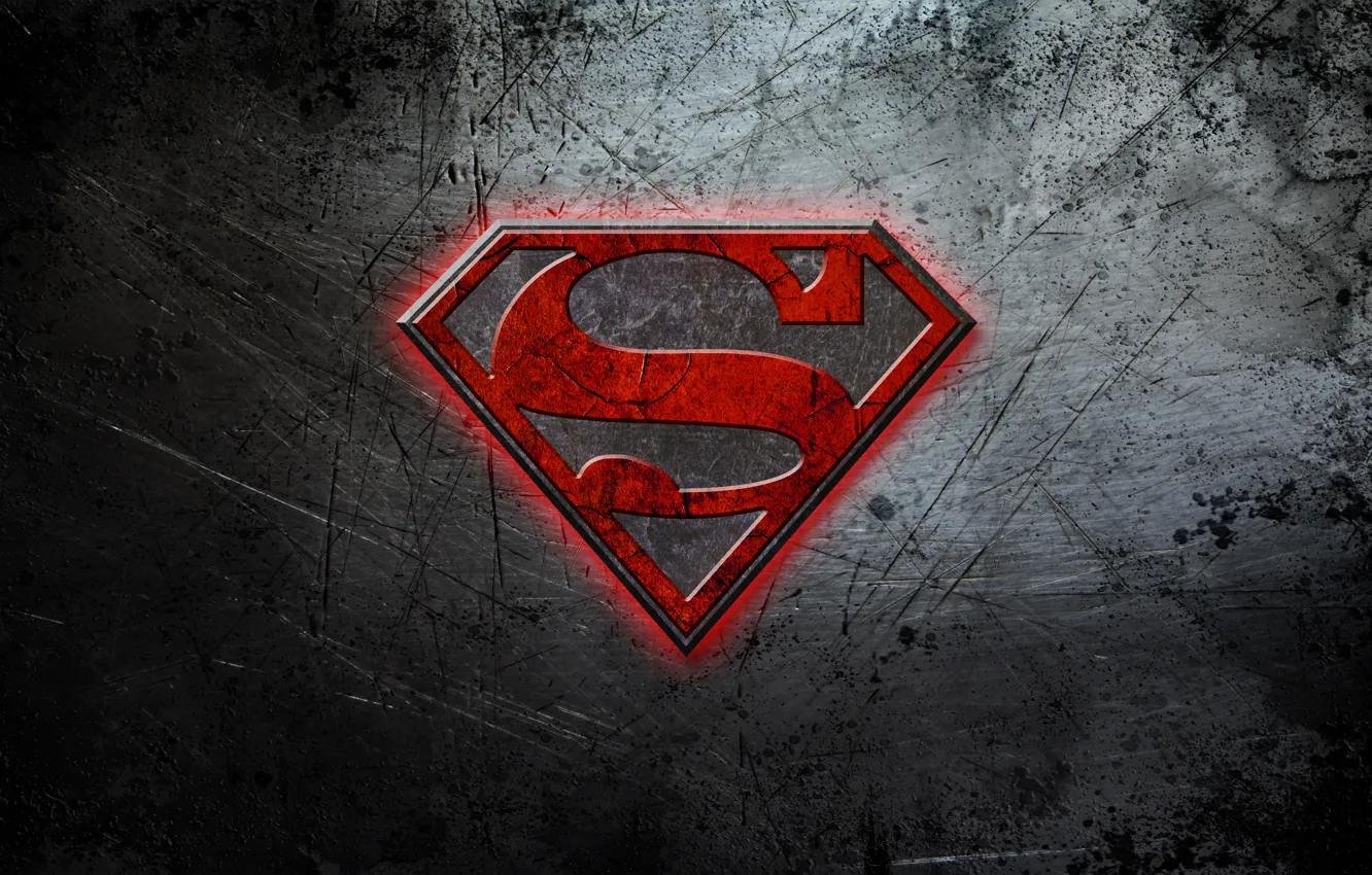 Photo wallpaper red, logo, Superman