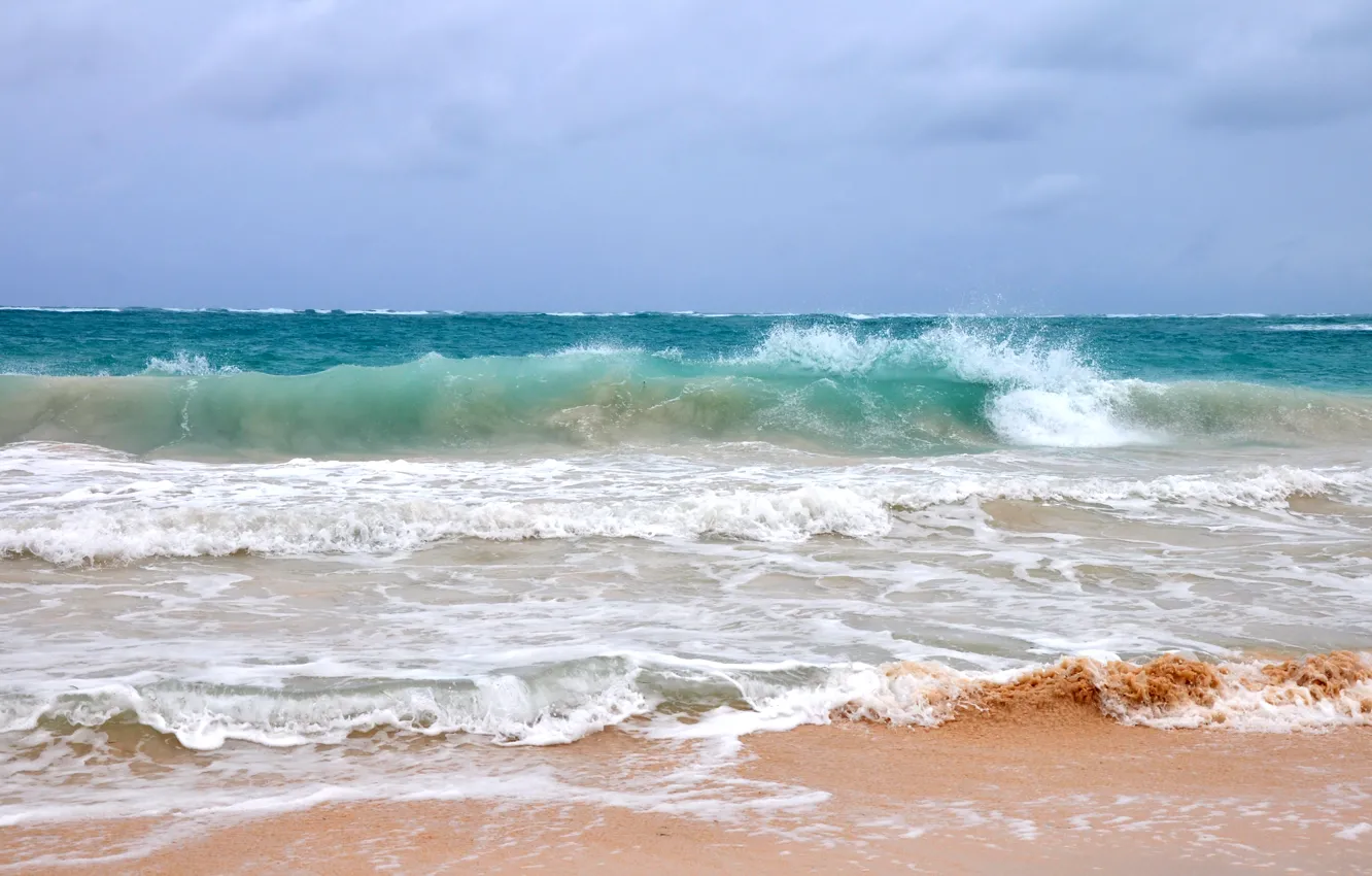 Photo wallpaper sea, wave, water, landscape, storm, nature, the ocean, summer