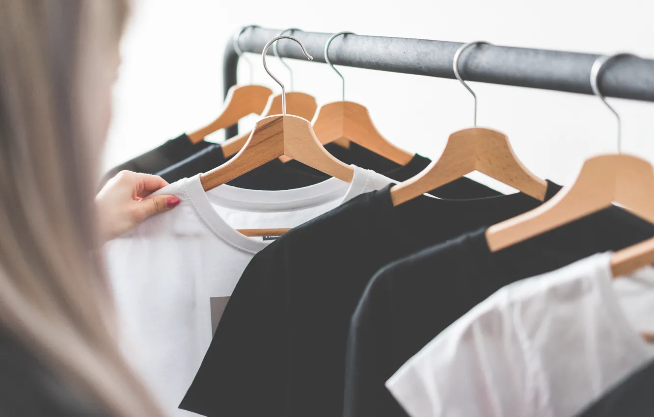 Photo wallpaper clothing, t-shirt, hanger