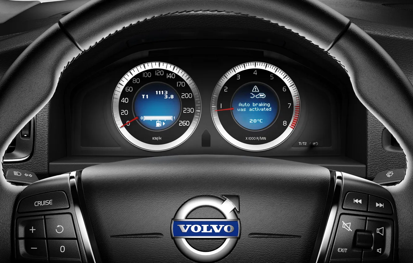 Photo wallpaper Volvo, speedometer, the wheel, V60