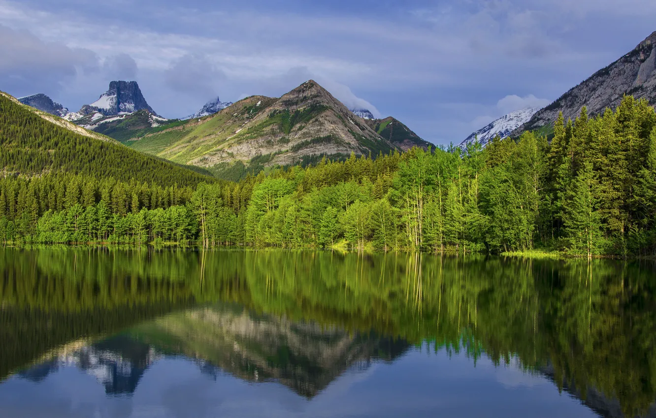 Photo wallpaper lake, view, mountain