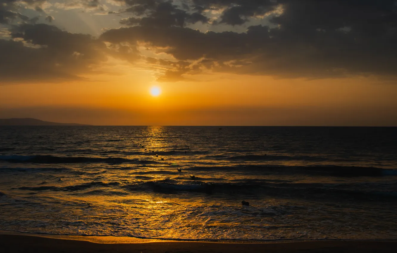 Photo wallpaper sea, wave, sunset, the evening, horizon, Nikolov Andriyan