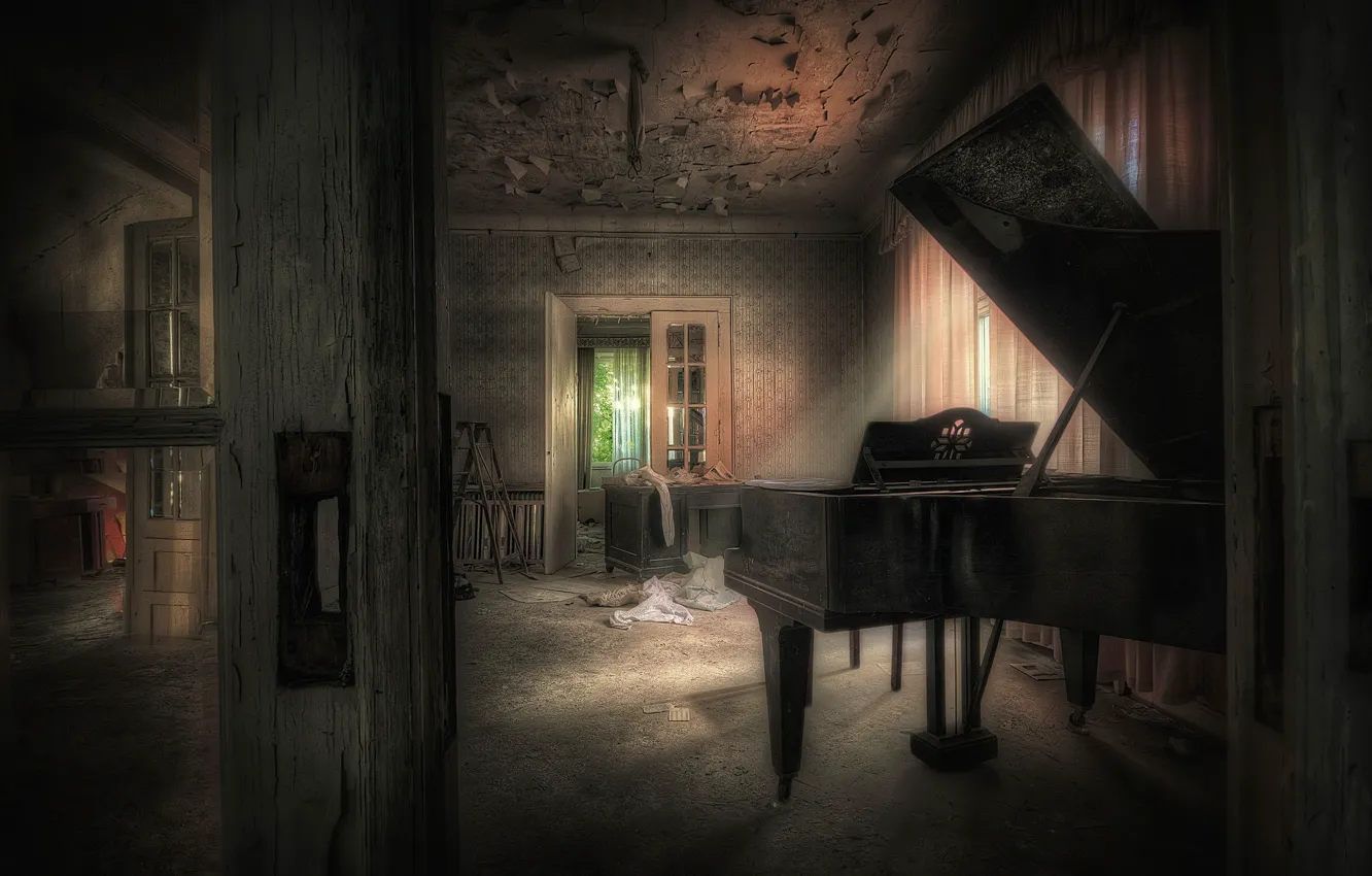 Photo wallpaper room, piano, play it