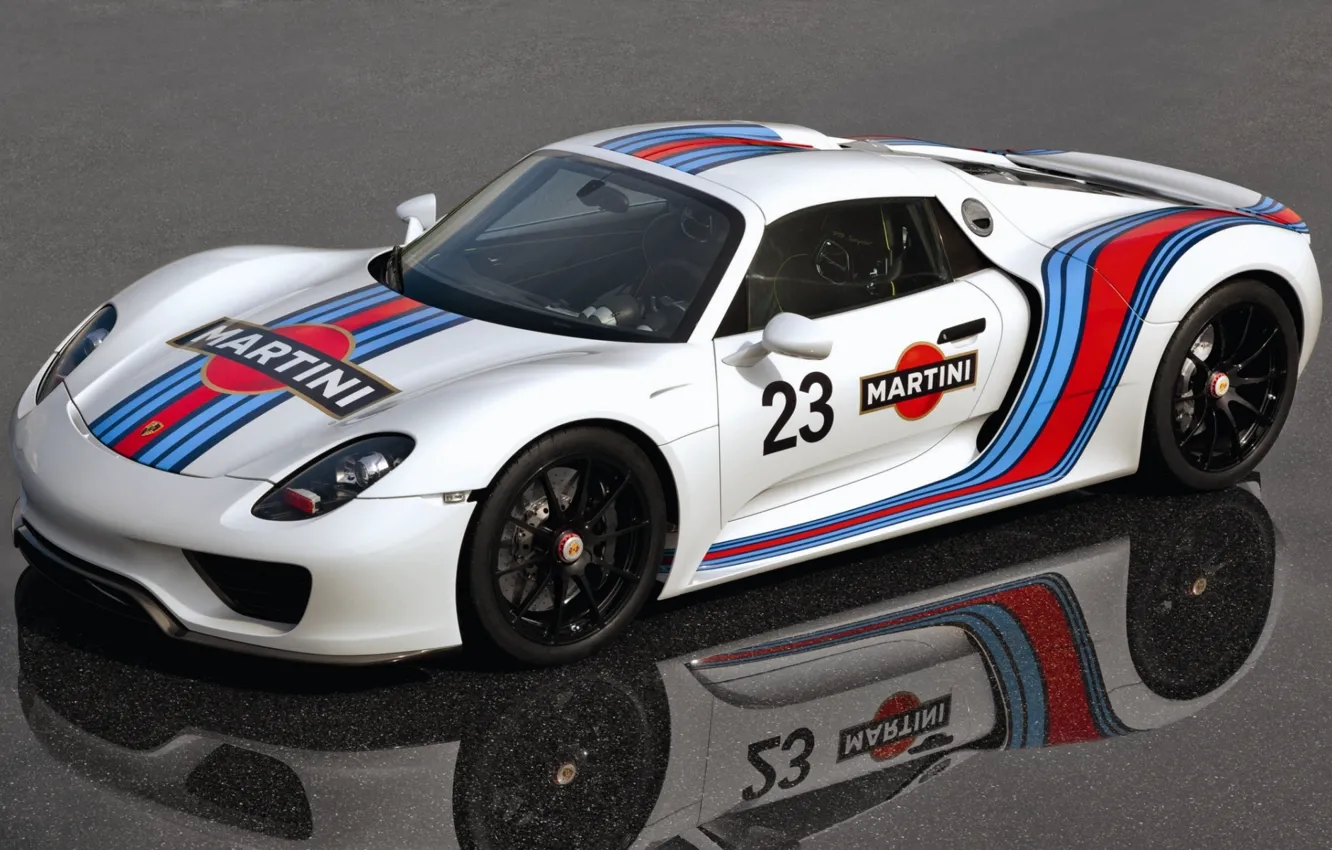 Photo wallpaper white, reflection, Prototype, Porsche, Martini, supercar, Porsche, Spyder