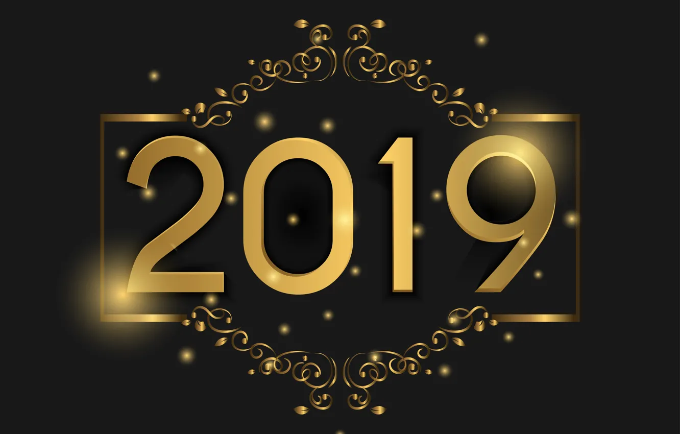 Photo wallpaper gold, new year, figures, golden, black background, black, background, New Year