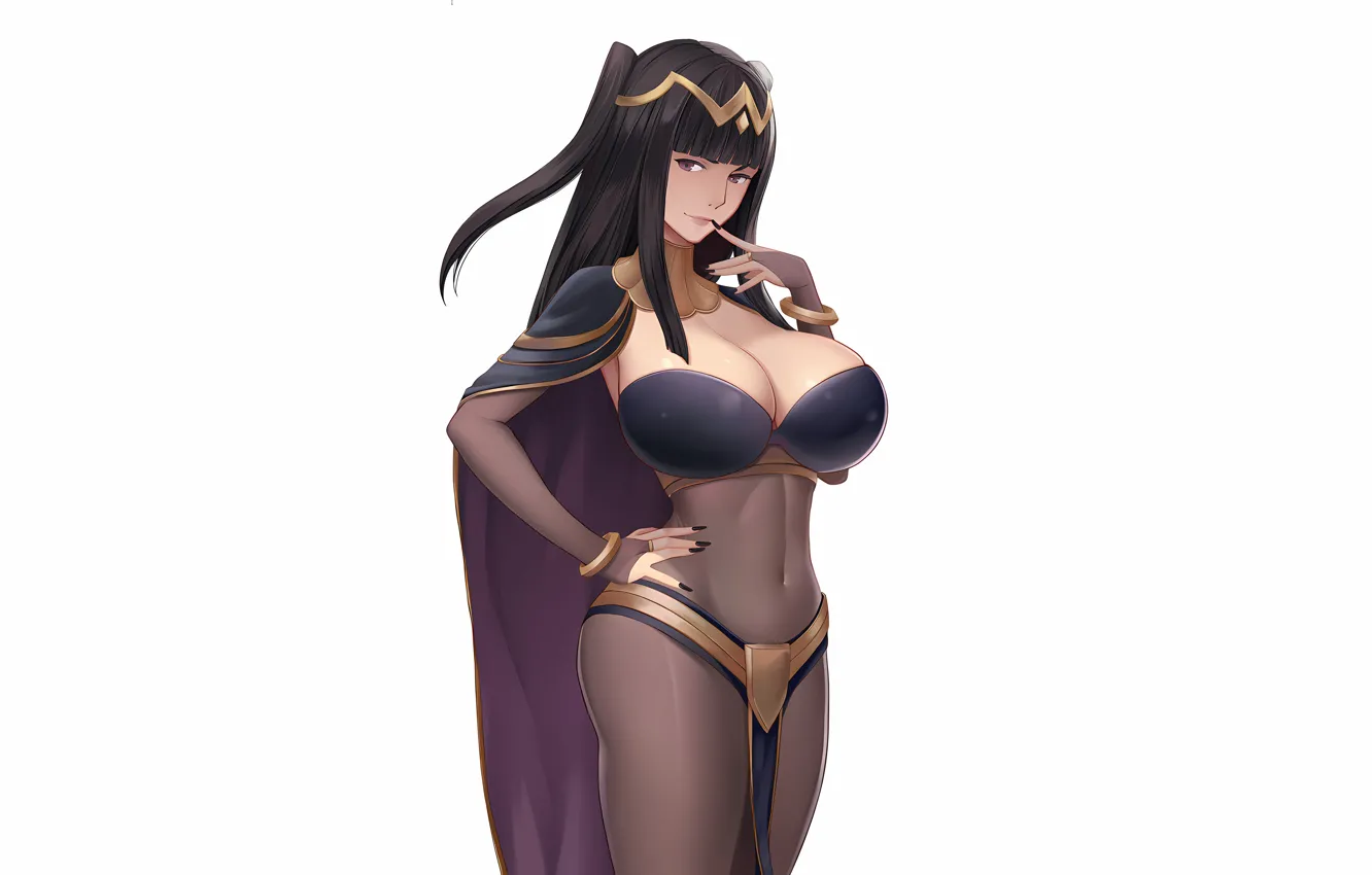 Photo wallpaper girl, sexy, cleavage, long hair, boobs, anime, beautiful, purple eyes