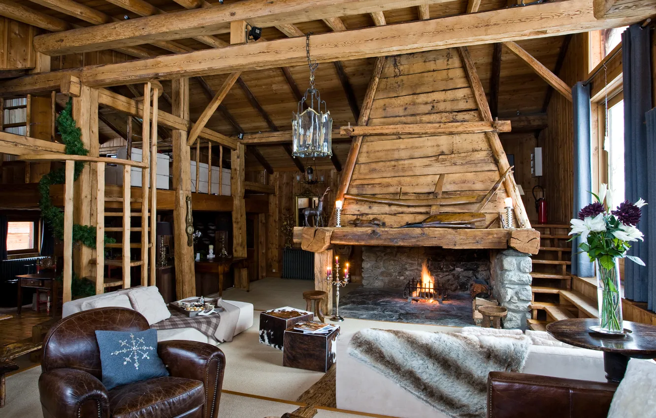 Photo wallpaper design, style, interior, cottage, living space, country house