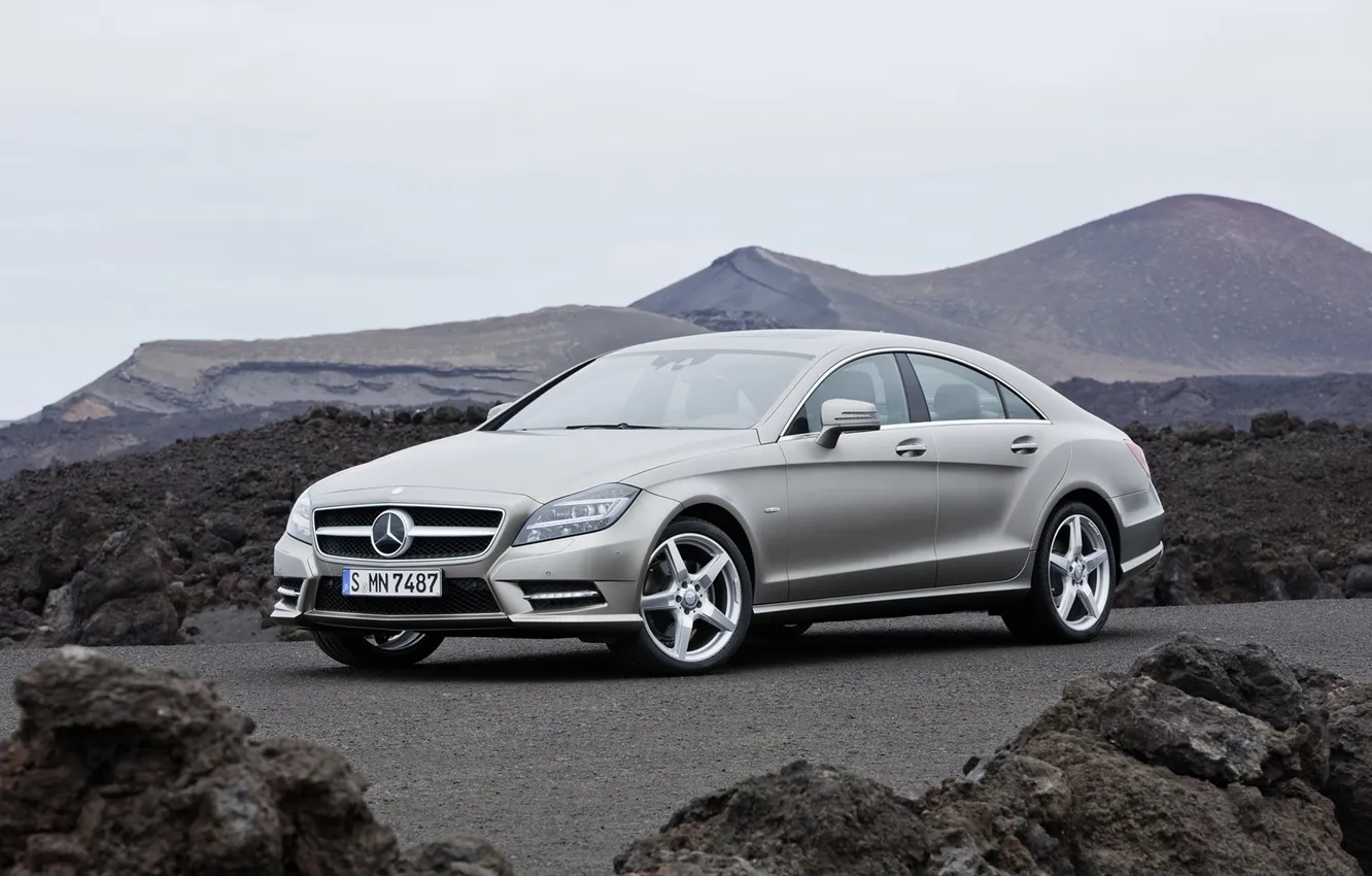 Photo wallpaper machine, stones, photo, Mercedes, Benz, Mercedes, car Wallpaper, CLS550