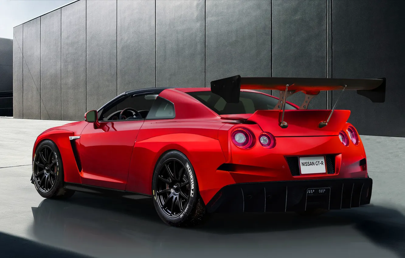 Photo wallpaper Red, Auto, Machine, Nissan, Red, GT-R, Nissan GT-R, Transport & Vehicles