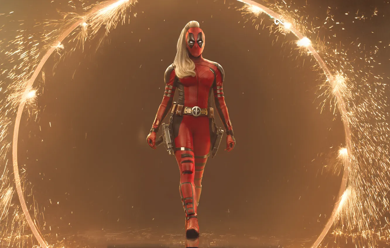 Photo wallpaper Deadpool, Lady, earth-616