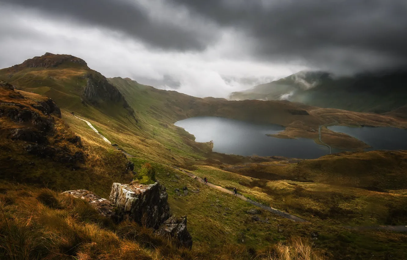 Photo wallpaper lake, Wales, Wales, Snowdonia, Snowdonia, Llyn Llydaw