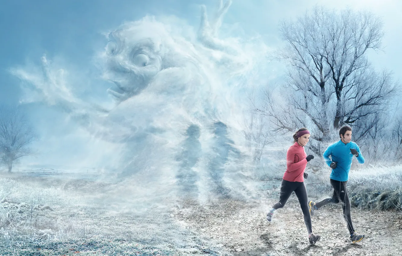 Photo wallpaper winter, frost, mug, runners, fred perrot