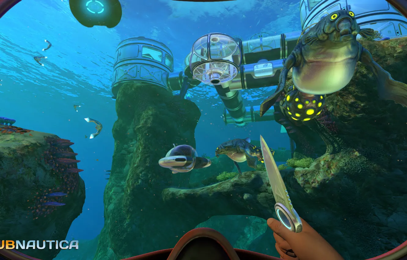 Photo wallpaper station, knife, Subnautica Released Today