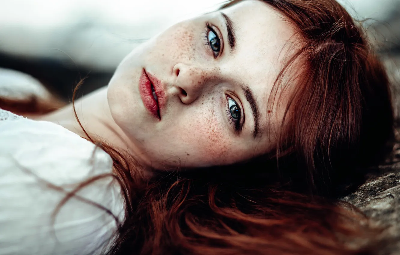 Photo wallpaper look, freckles, sponge, the beauty, Anne Hoffmann