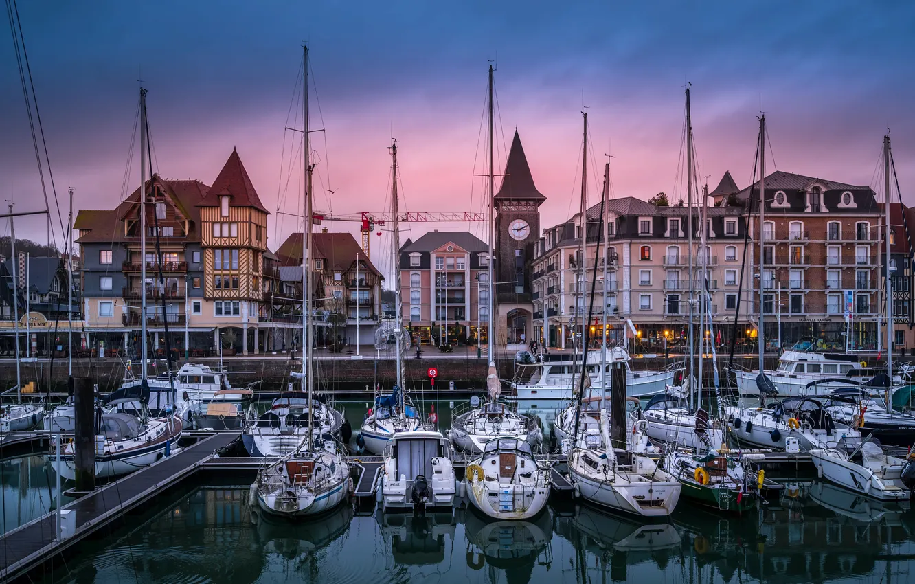 Photo wallpaper France, building, home, yacht, port, France, harbour, normandy