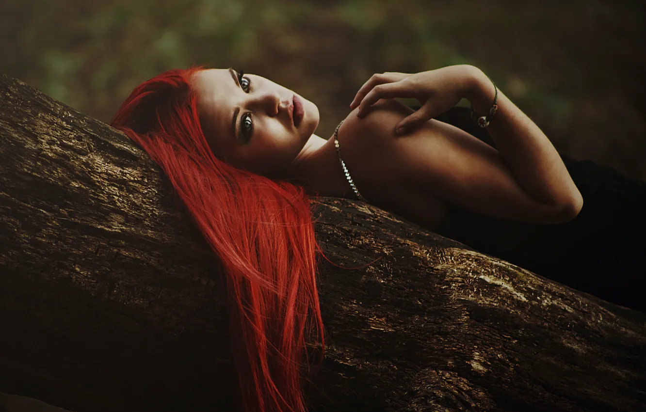 Photo wallpaper girl, lies, red hair