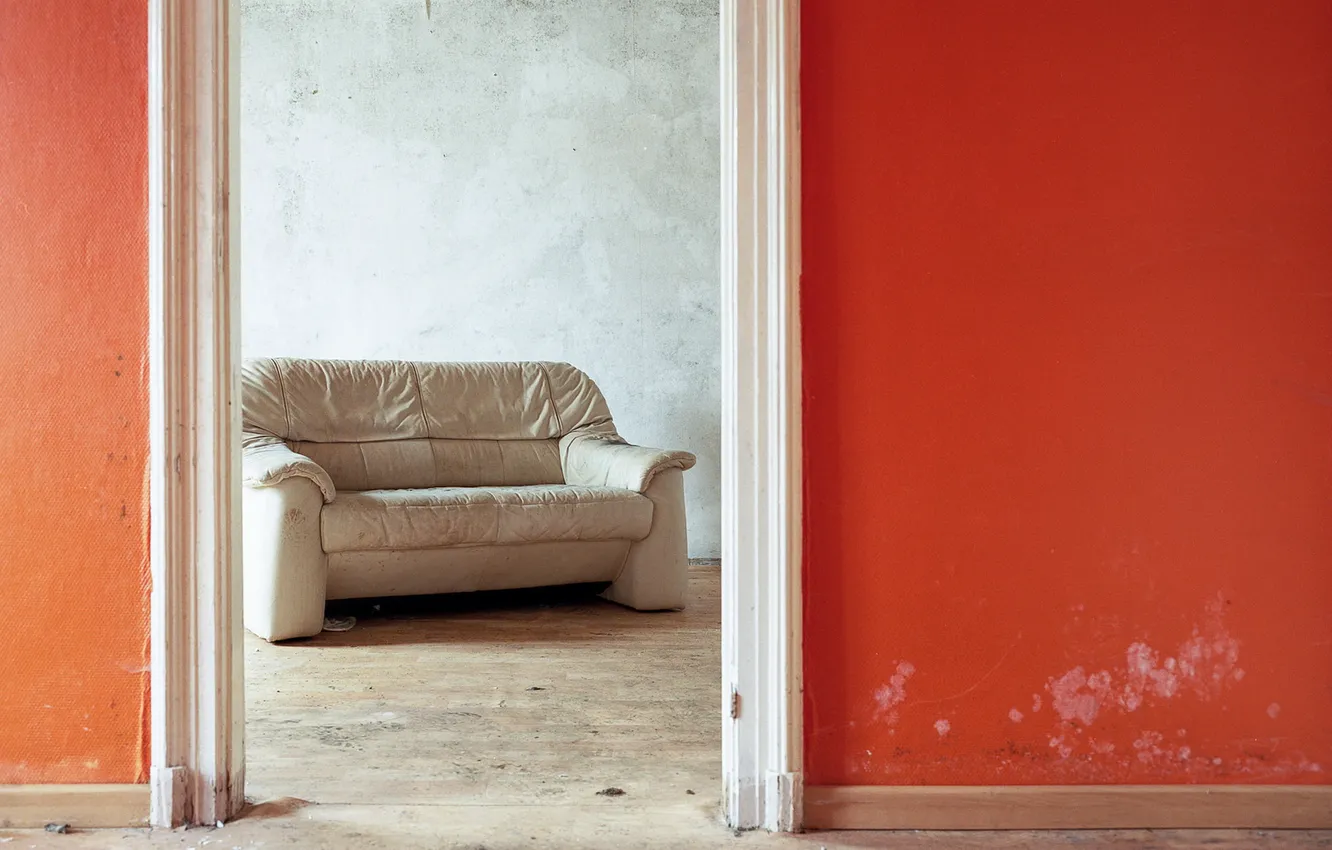 Photo wallpaper room, sofa, the door