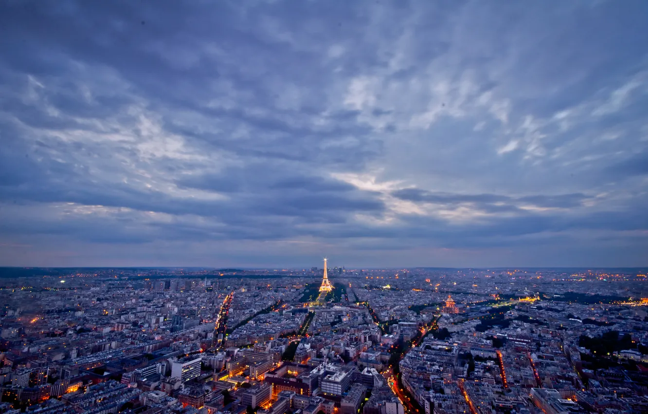 Photo wallpaper the city, lights, Paris, the evening, the France