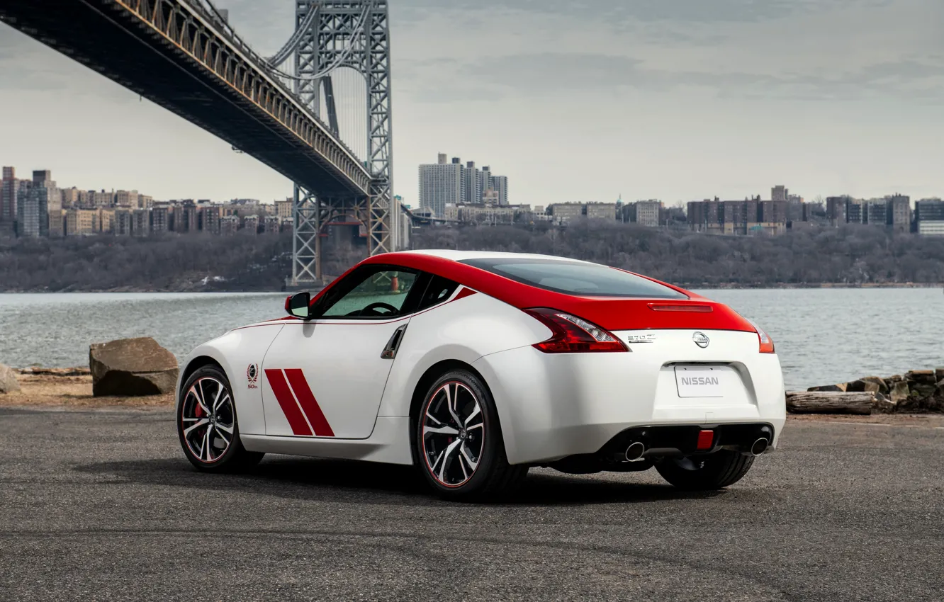 Photo wallpaper asphalt, coupe, Nissan, red-white, 370Z, 50th Anniversary Edition, 2020, 2019