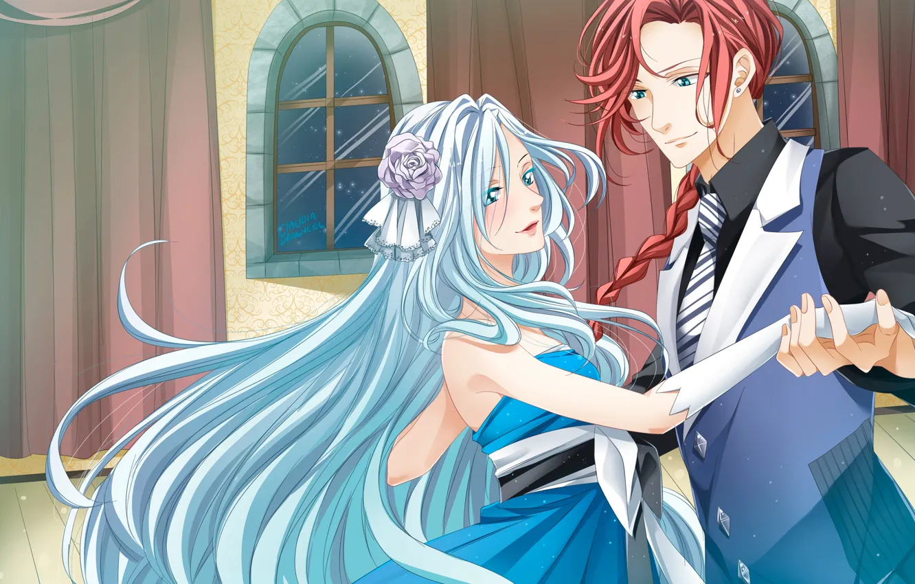 Photo wallpaper girl, romance, dance, pair, guy, ball