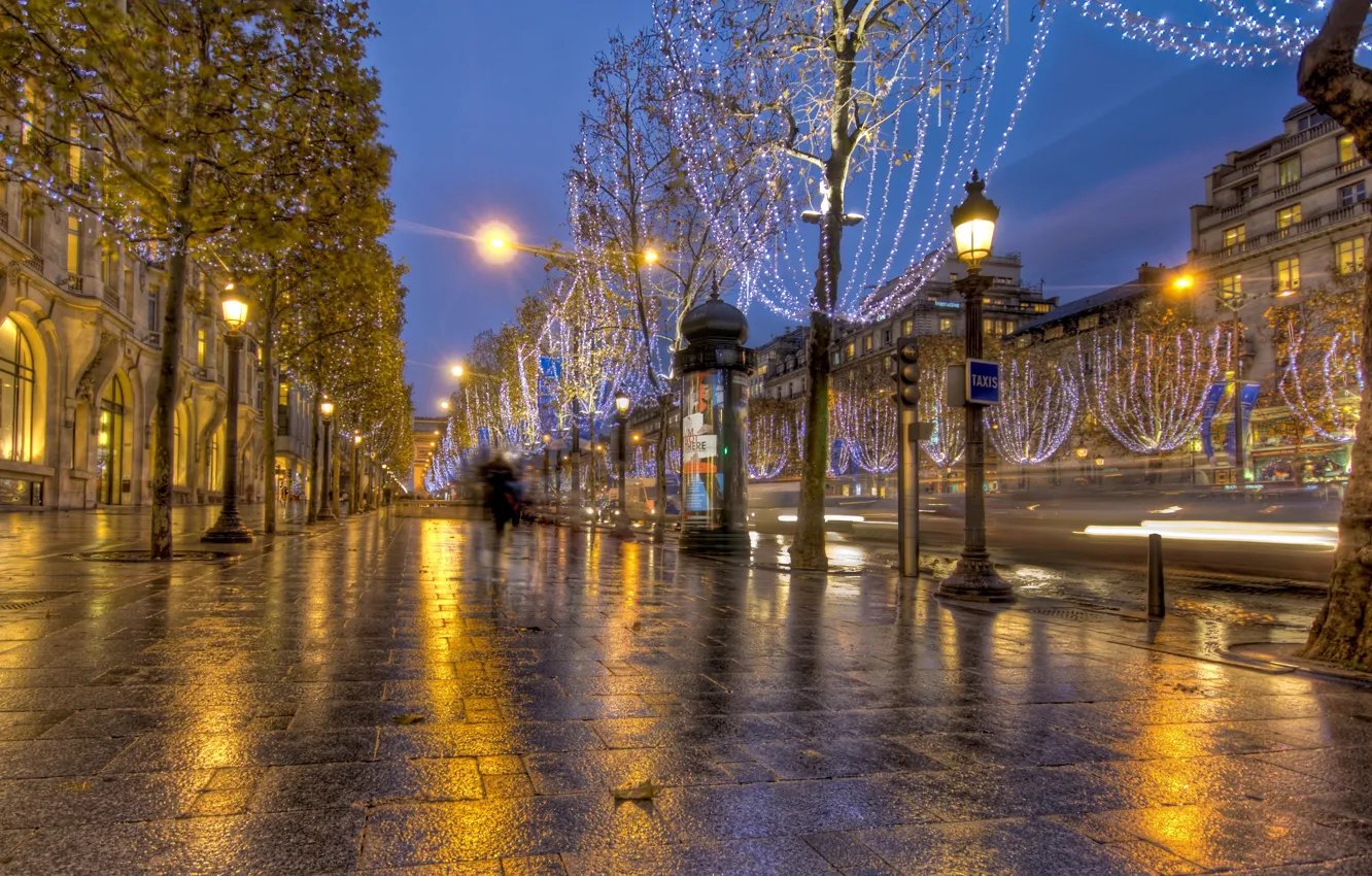Photo wallpaper road, lights, Wallpaper, street, Paris, France, paris, France
