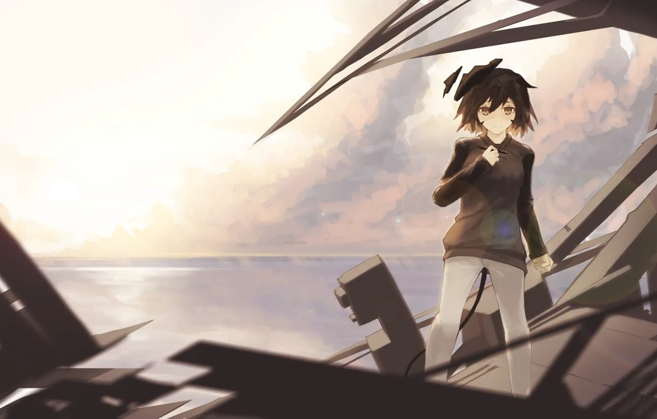 Photo wallpaper girl, ruins, scrap