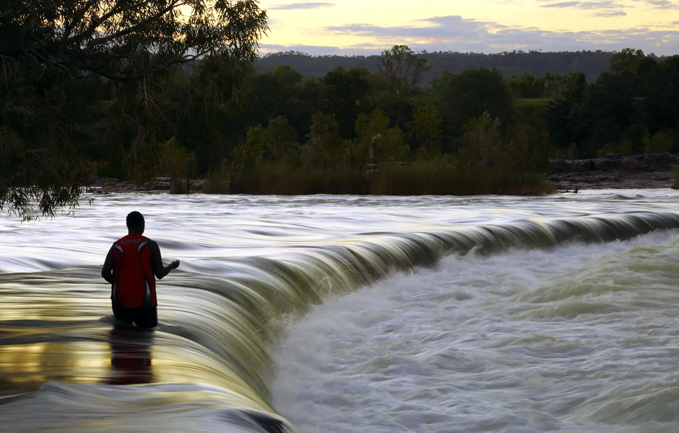 Photo wallpaper river, fisherman, Australia, Kununurra, Ord