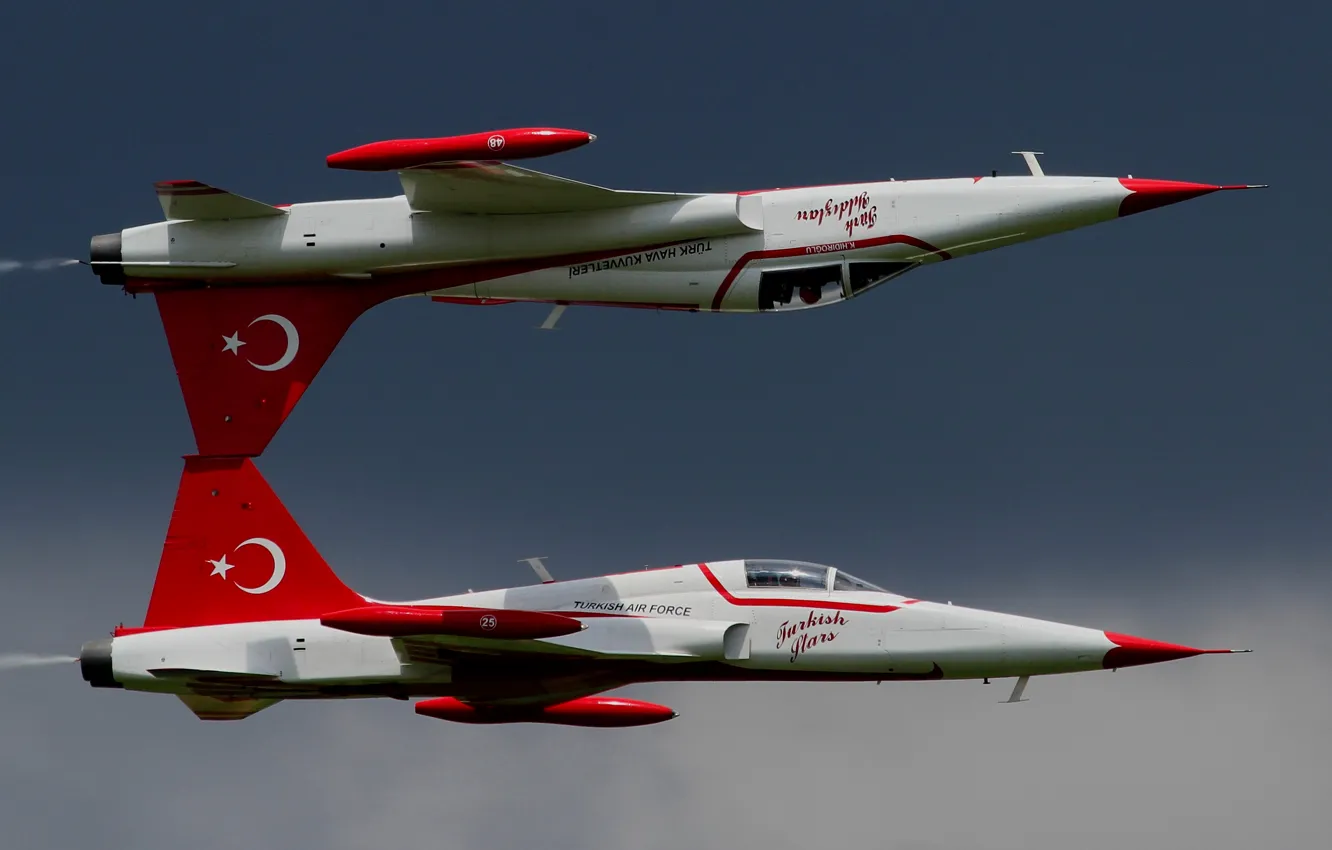 Photo wallpaper F-5, aerobatic squadron, Freedom Fighter, Turkish Stars
