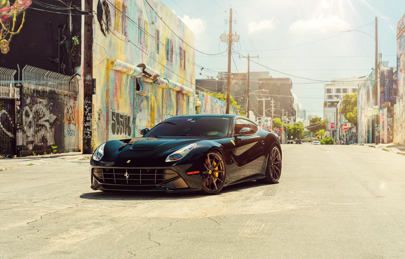 Photo wallpaper Black, Vossen, The Ferrari F12, Wynwood