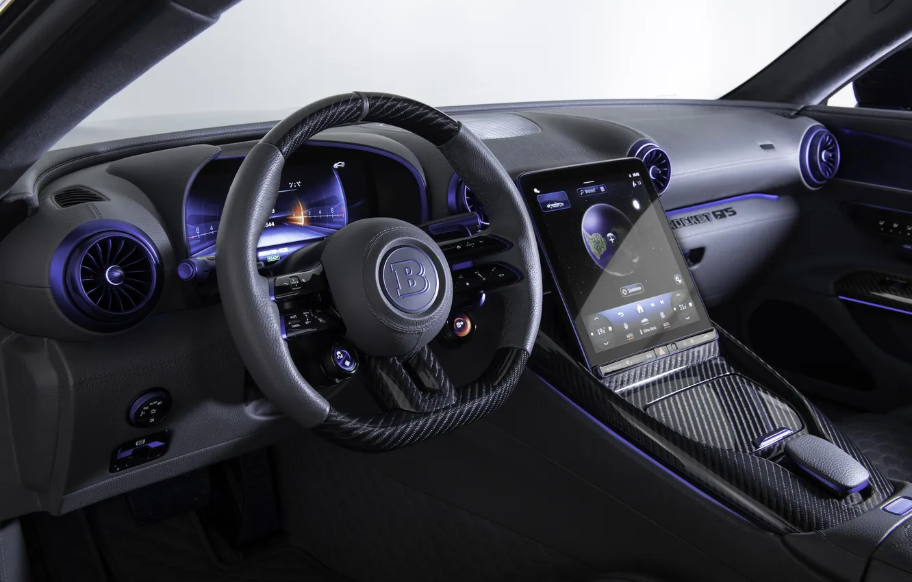 Photo wallpaper interior, Brabus, Limited Edition, deep blue, hybrid hypercar, hybrid hypercar, Mercedes-AMG SL 63 S E …