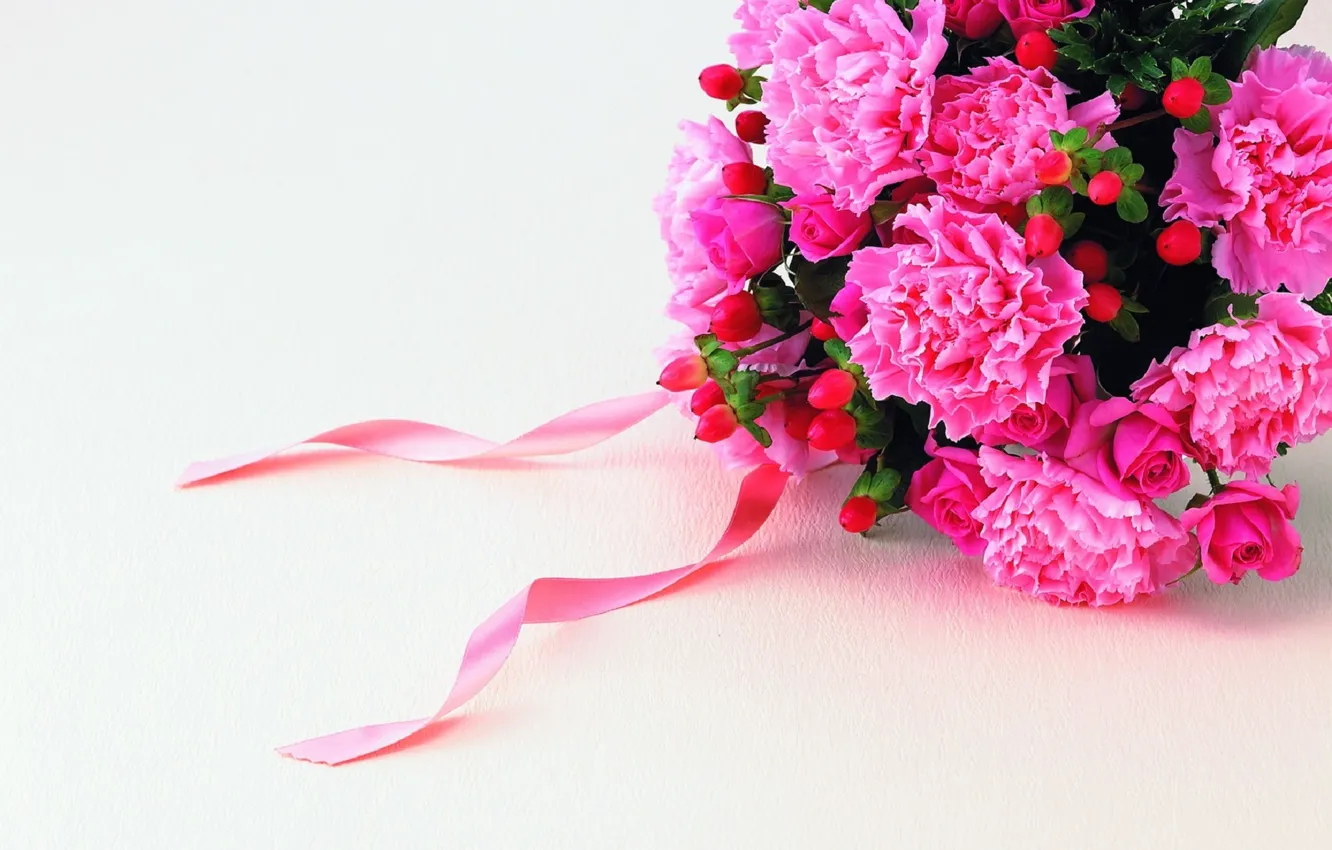 Photo wallpaper macro, flowers, bouquet, colorful, colorful, carnation, flowers, macro