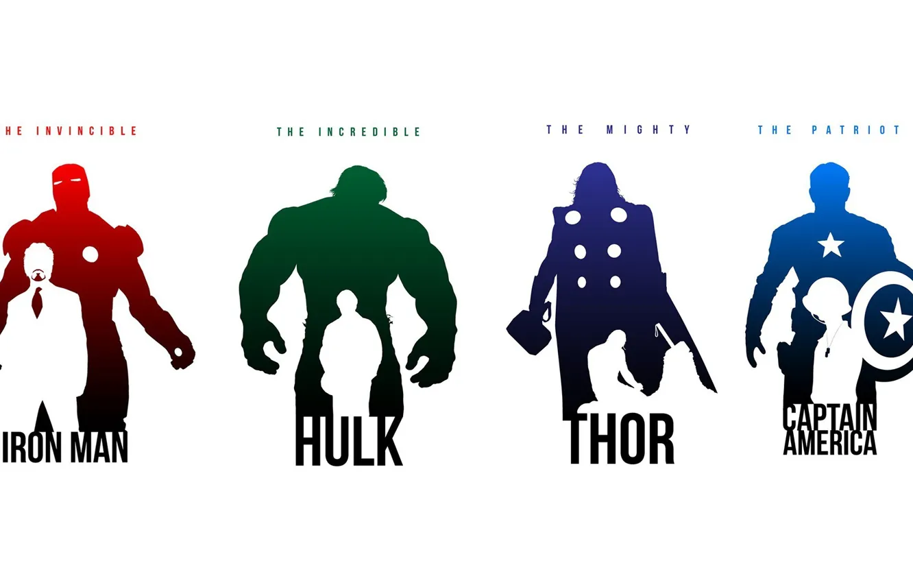 Photo wallpaper heroes, Hulk, Iron man, Captain America, Thor