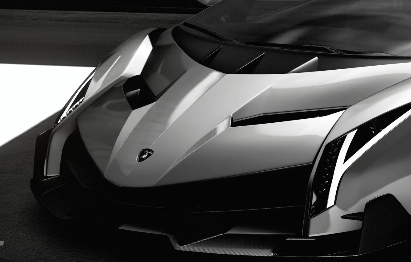 Photo wallpaper Auto, Minimalism, Machine, Lights, Lambo, Hypercar, Black And White, Veneno